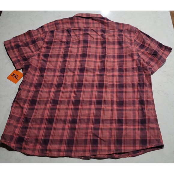 NWT Grayers Classic Plaid Button-Up Short Sleeve Shirt Red 2XL - Picture 2 of 11